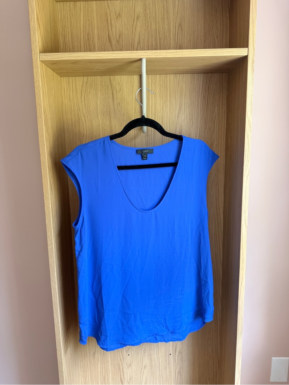 J Crew Royal Blue Cap-Sleeve Scoop Neck Top